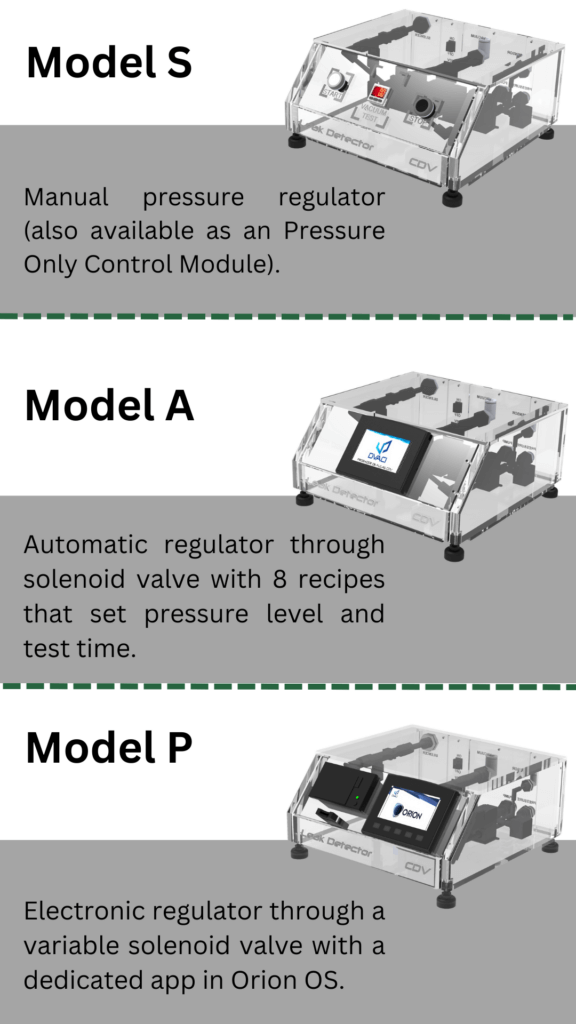 System Control  Options for CDV Vacuum Chambers to test leaks